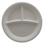 600 Stück Bio Bagasse Menüteller, Ø26cm, 3-geteilt, weiß