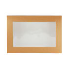 50 Stück Bio Catering-Box mit Fenster, mit Sichtfenster, aus Kraftpapier, mittel, 460x310x80mm, braun