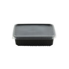 50 Stück Unischale PP, 750ml, 180x133mm, Mehrweg, schwarz mit Deckel