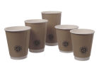 25 Stück Bio Coffee To Go Kaffeebecher Doppelwand 300ml, Ø90mm, braun/weiß, recycle me - unbeschichtet