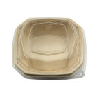 DUNI 300 Stück Salatschale OCTA 400ml, Ø152mm, braun, aus Bagasse, mit Deckel