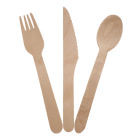 6000 Stück Holz-Besteckset 16cm, biologisch abbaubar (1xGabel, 1xMesser + 1xLöffel)