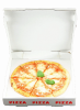 100 Stück Pizzabox Pizzakarton 28x28x4cm, NYC Italienische Flagge, weiß