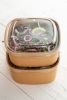 50 Stück Bio Kraft- Bowl Salatschale 580ml, 130x130x56mm, eckig, braun, mit rPET Deckel