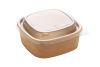 50 Stück Bio Kraft- Bowl Salatschale 580ml, 130x130x56mm, eckig, braun, mit rPET Deckel