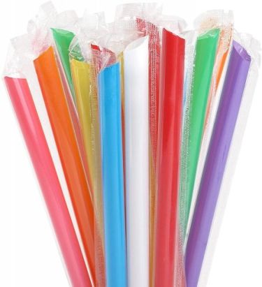 250 Stück Mehrweg Plastik- Bubble Tea Strohhalme 210mm Ø12mm, bunt