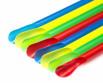 250 Stück Mehrweg Plastik- Löffelhalme Strohhalme 200mm Ø6mm, bunt