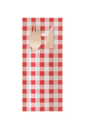520 Stück Bestecktasche mit Serviette 200x85mm, rot/weiß kariert 520 Stück Bestecktasche mit Serviette 200x85mm, rot/weiß kariert