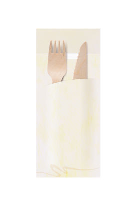 520 Stück Bestecktasche mit Serviette 200x85mm, weiß/creme