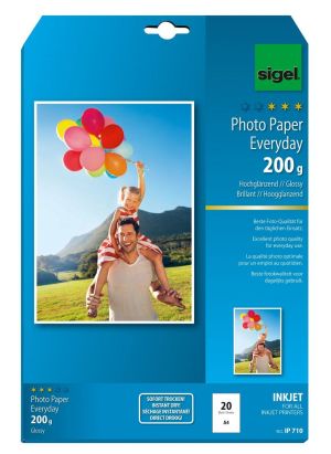 20 Blatt Sigel IP710 InkJet-Everyday-Foto-Papier, DIN A4, 200 g/qm, hochglänzend