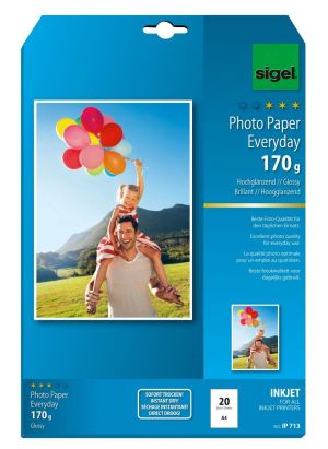 20 Blatt Sigel IP713 InkJet-Everyday-Foto-Papier, DIN A4, hochglänzend, 170 g/qm