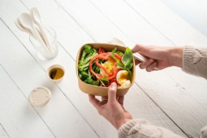 50 Stück Bio Kraft- Bowl Salatschale Schüssel 1200ml, 170x170x65mm, eckig, braun