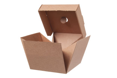 100 Stück Warmhalte- Hamburger Box Kraftpapier faltbar, 140x140x120mm, braun