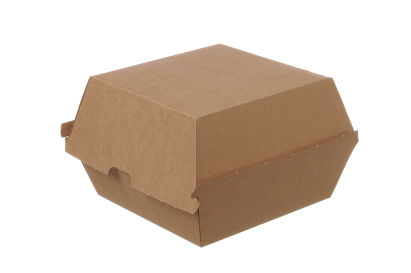 100 Stück Warmhalte- Hamburger Box Wellpappe 130x130x90mm, braun