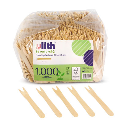 10000 Stück Holz-Pommesgabel 85mm, Pommespieker, biologisch abbaubar 10000 Stück Holz-Pommesgabel 85mm, Pommespieker, biologisch abbaubar