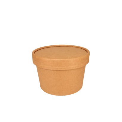 25 Stück Soup To Go, Suppenbecher 230ml, 8oz, braun, mit Deckel, umweltfreundlich