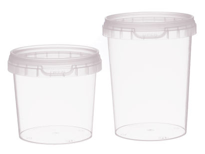 415 Stück Verpackungsbecher Eimer 365ml transparent mit orig. Verschluss 